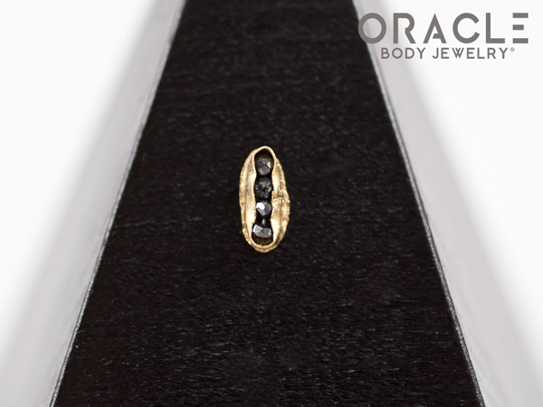 14k Channel Set Black Diamond Threadless Gold End