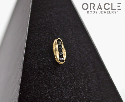 14k Channel Set Black Diamond Threadless Gold End