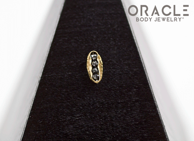 14k Channel Set Black Diamond Threadless Gold End