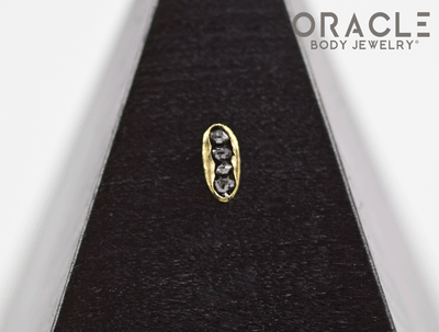 14k Channel Set Black Diamond Threadless Gold End
