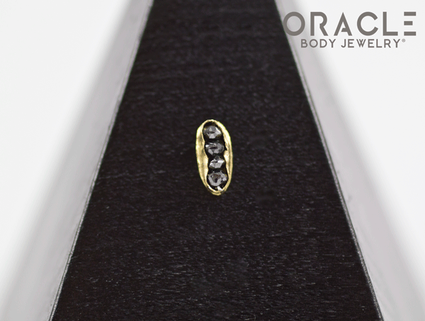 14k Channel Set Black Diamond Threadless Gold End