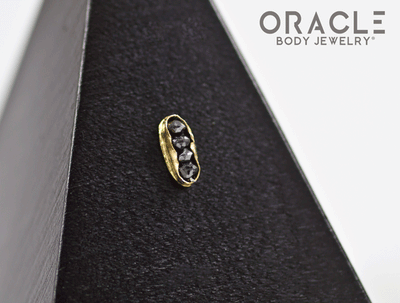 14k Channel Set Black Diamond Threadless Gold End