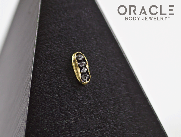 14k Channel Set Black Diamond Threadless Gold End