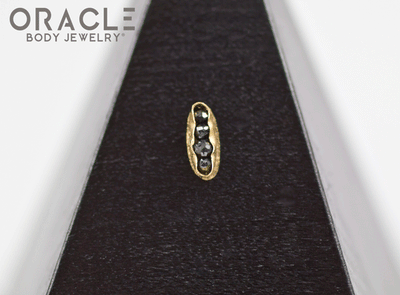 14k Channel Set Black Diamond Threadless Gold End