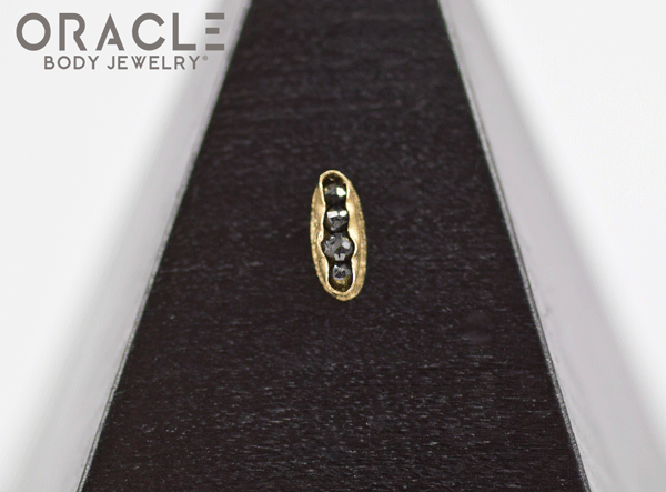 14k Channel Set Black Diamond Threadless Gold End