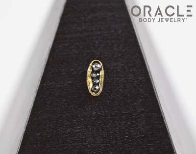 14k Channel Set Black Diamond Threadless Gold End