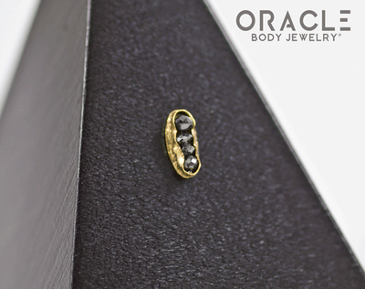 14k Channel Set Black Diamond Threadless Gold End