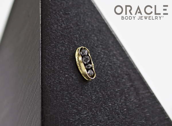 14k Channel Set Black Diamond Threadless Gold End