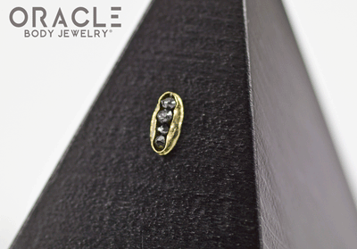 14k Channel Set Black Diamond Threadless Gold End