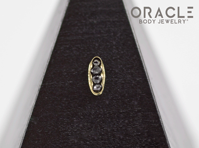 14k Channel Set Black Diamond Threadless Gold End
