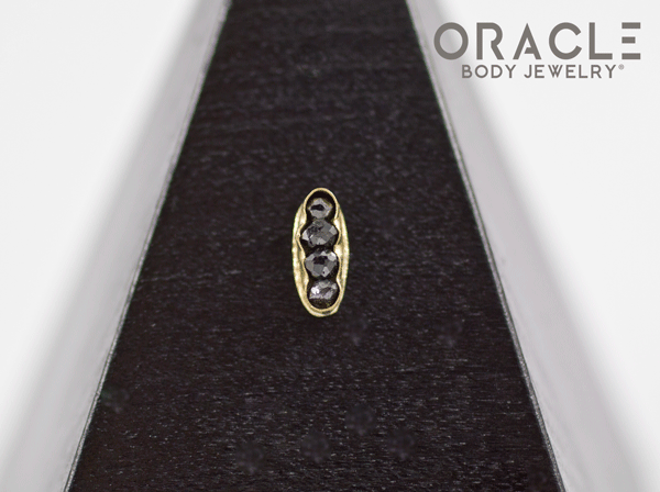 14k Channel Set Black Diamond Threadless Gold End
