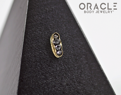 14k Channel Set Black Diamond Threadless Gold End