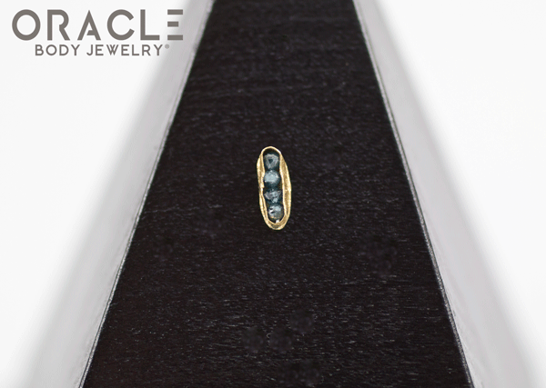 14k Channel Set Blue Diamond Threadless Gold End
