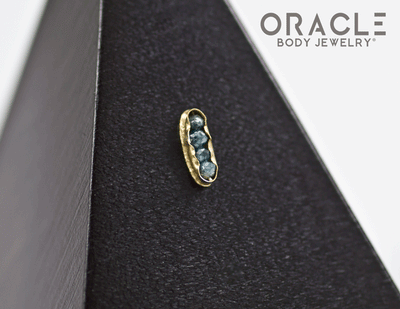 14k Channel Set Blue Diamond Threadless Gold End