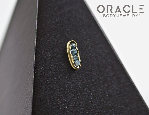 14k Channel Set Blue Diamond Threadless Gold End