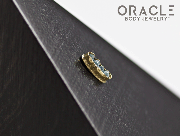 14k Channel Set Blue Diamond Threadless Gold End