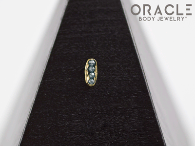 14k Channel Set Blue Diamond Threadless Gold End