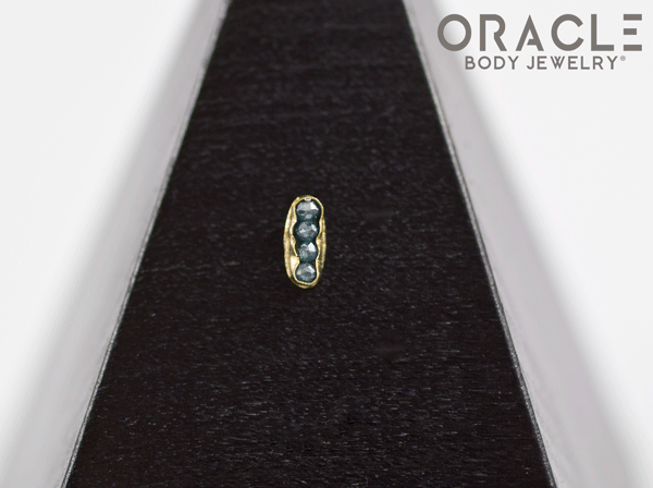 14k Channel Set Blue Diamond Threadless Gold End