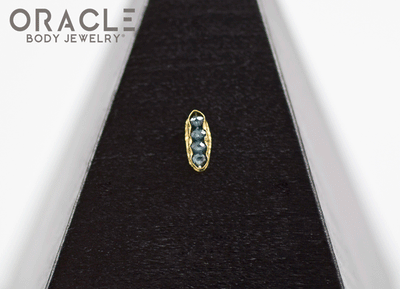 14k Channel Set Blue Diamond Threadless Gold End