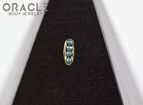 14k Channel Set Blue Diamond Threadless Gold End