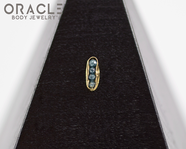 14k Channel Set Blue Diamond Threadless Gold End