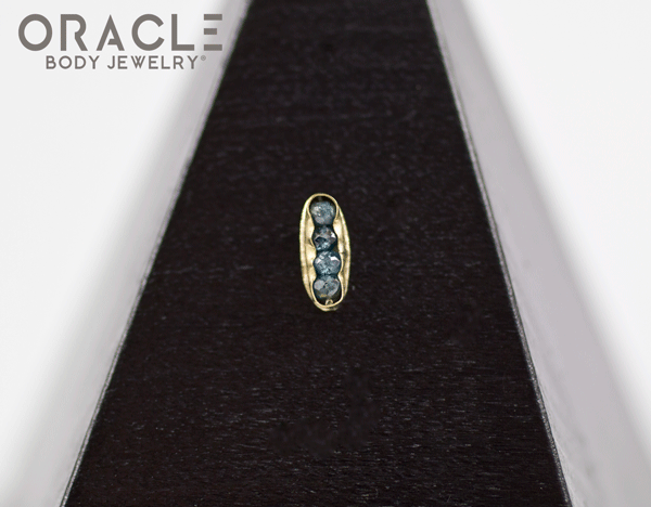 14k Channel Set Blue Diamond Threadless Gold End