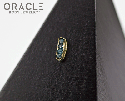 14k Channel Set Blue Diamond Threadless Gold End
