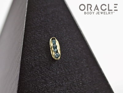 14k Channel Set Blue Diamond Threadless Gold End