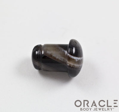 Black Tibetan Agate Single Flare Plugs