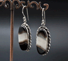 Sterling Silver Black Tibetan Agate Earrings