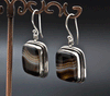 Sterling Silver Black Tibetan Agate Earrings