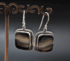 Sterling Silver Black Tibetan Agate Earrings