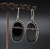 Sterling Silver Black Tibetan Agate Earrings