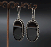 Sterling Silver Black Tibetan Agate Earrings