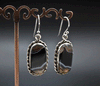 Sterling Silver Black Tibetan Agate Earrings