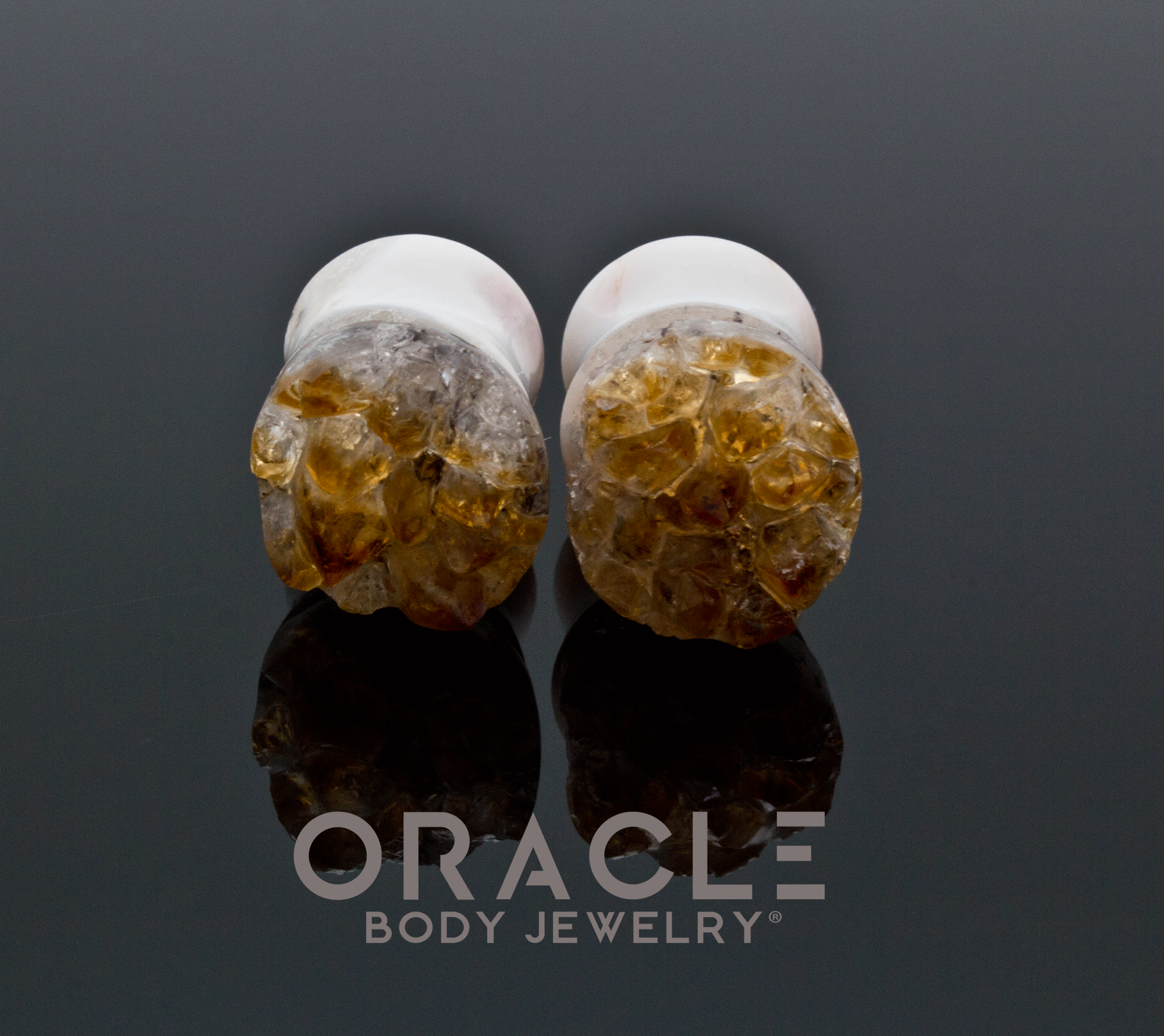 1/2" (12.5mm) Druzy Rough Citrine Plugs
