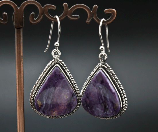 Sterling Silver Charoite Earrings