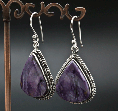 Sterling Silver Charoite Earrings