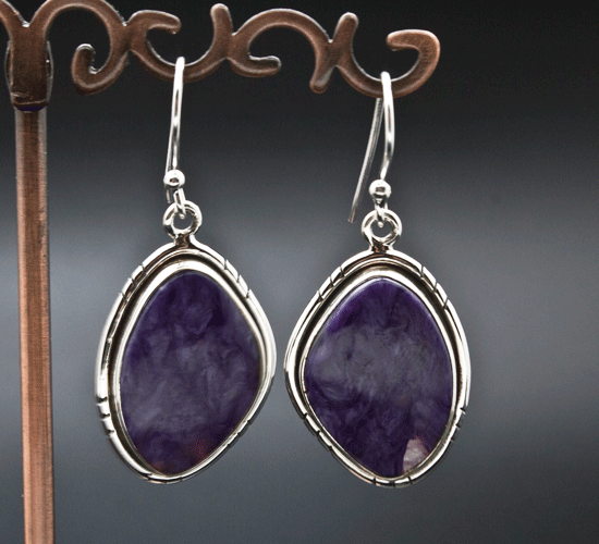 Sterling Silver Charoite Earrings