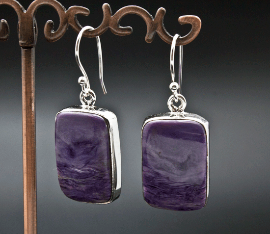 Sterling Silver Charoite Earrings