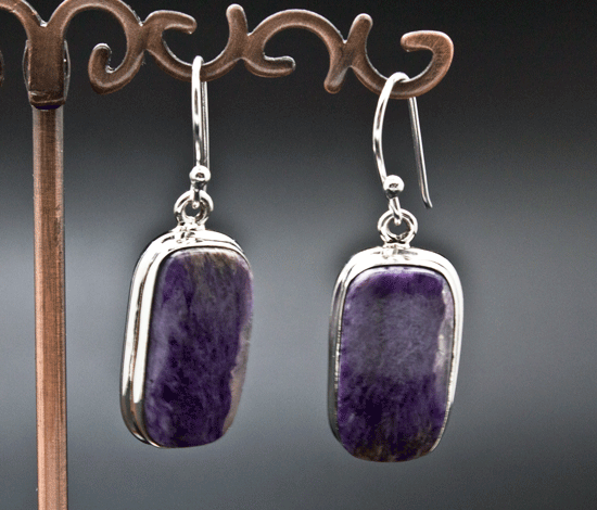 Sterling Silver Charoite Earrings