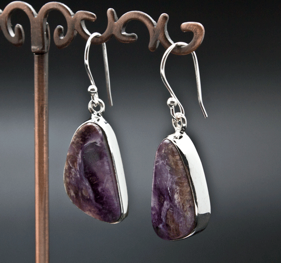 Sterling Silver Charoite Earrings