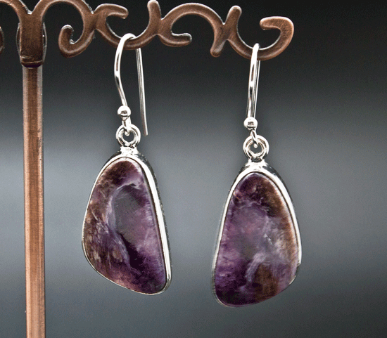 Sterling Silver Charoite Earrings