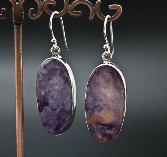 Sterling Silver Charoite Earrings