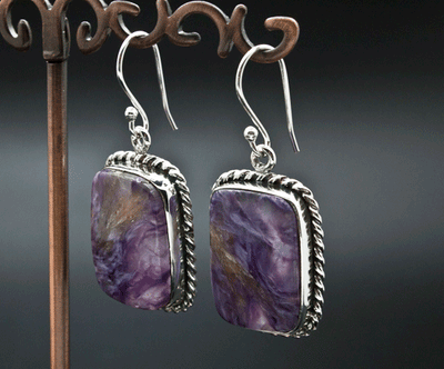 Sterling Silver Charoite Earrings