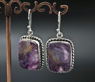 Sterling Silver Charoite Earrings