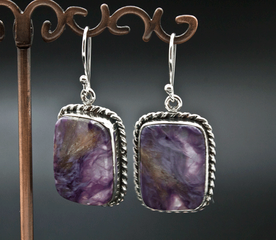 Sterling Silver Charoite Earrings