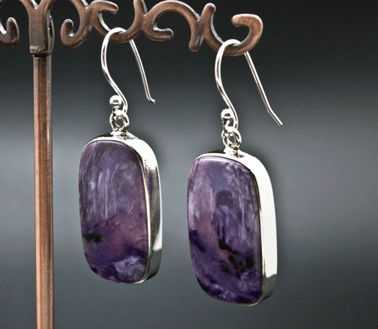Sterling Silver Charoite Earrings