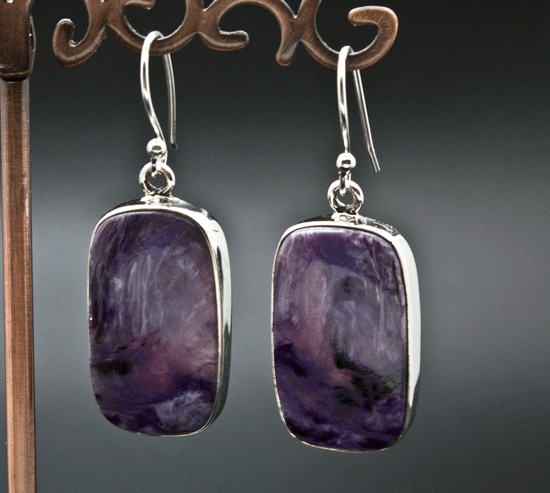 Sterling Silver Charoite Earrings