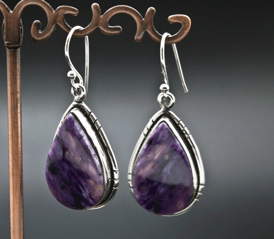 Sterling Silver Charoite Earrings